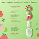 Baby Fruit Food Feeder - Silicone Nibble Tray Combo - Breastmilk Popsicle Mold for Cooling Relief, BPA Free Mesh Feeder for Infant Self Feeding (Dinosaur Green + Pineapple) by TinyTreasures Baby Boutique