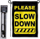 College Flags & Banners Co. Please Slow Down Speeding Sign Garden Flag with Pole Stand Holder by GreenHaven Gardens