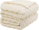 Pawque Super Soft Cozy Throw Blanket Queen Size for Couch Bed, Fluffy Sherpa Fleece Reversible Thick Warm Fuzzy Blanket for All-Season, 3D Checkered Jacquard Decorative Blankets, Cream White, 90"x90" by CozyNest Decor