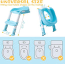 Potty Training Toilet Chair Seat with Step Stool Ladder for Kids and Toddler Boys Girls - Foldable Height Adjustable Children Toilet Training Seat with Safe Handles & Anti-Slip Pads, Blue-White by TinyTreasures Baby Boutique