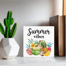 Oqtumes Summer Vibes Decorations Fruit Wooden Sign Rustic Home Decor 5 x 5 Inches by CozyNest Decor