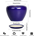 6 Inch Plant Pot - Ceramic Pots for Plants Succulent Pot with Drainage Hole and Saucer Round Planter Outdoor Flower Pot for Herb Snake Plants Blue by GreenHaven Gardens
