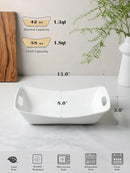 Kanwone Large Serving Bowls with Handles, White Serving Dishes For Entertaining, 1.8 Quarts Porcelain Bowl Set for Turkey, Fruit, Salad, Rectangle Serving Platter for Parites, Thanksgiving, Set of 2 by CozyNest Decor