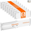 Lifewit 8 Pack Drawer Dividers 4" High, 10.5-16.5" Dresser Drawer Divider, Adjustable Drawer Organizers for Clothes, Plastic Drawers Separators for Dresser, Bedroom, Bathroom, Kitchen, Office by TinyTreasures Baby Boutique