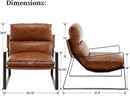 DUOMAY Mid-Century Accent Chairs Set of 2, Comfy PU Leather Leisure Chairs Lazy Chairs with Brozen Metal Leg for Living Room Bedroom Office Apartment, Brown by CozyNest Decor