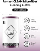 Fantasticlean Microfiber Cleaning Cloth Roll -75 Pack, Tear Away Microfiber Towels, 12" x 12", Reusable, Washable, Scratch Free, Ultra Absorbent Dish Rags for Car, Home, Garage or Shop (Dark Purple) by CozyNest Decor