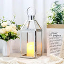 JHY Design Silver Decorative Lanterns 16inch High Stainless Steel Candle Lanterns with Tempered Glass for Indoor Outdoor Events Parities and Weddings by CozyNest Decor