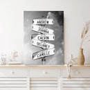 Personalized Family Street Sign Multi-Name Canvas Or Poster Wall Art, Street Sign Customized With Name, Best Gifts For Parents, Grandparents From Kids Daughter Son, Christmas Gift For Family