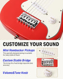 Donner 30 Inch Kids Electric Guitar Beginner Kits ST Style Mini Electric Guitar for Boys Girls with Amp, 600D Bag, Tuner, Picks, Cable, Strap, Extra Strings, DSJ-100, Red by TinyTreasures Baby Boutique