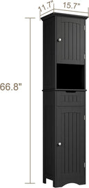 ChooChoo 67" Tall Bathroom Storage Cabinet Freestanding with Adjustable Shelves, Narrow Storage Linen Cabinet with 2 Doors and 1 Drawers for Bathroom, Living Room, Kitchen, Black by CozyNest Decor