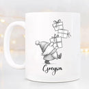 Cute Gnome With Box Accent Mug Cup Gift, Personalized Choose Name Gnome Ceramic Teacup 11 Oz 15 Oz, Unique Coffee Mug Gift For Gnomes Lover Kids Child Birthday, Custom Gnomes White Travel Mugs Gifts by TinyTreasures Baby Boutique