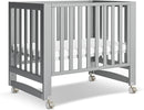 EvoNest Baby Crib, 6 in 1 Convertible Mini Crib with Wheels, 100% New Zealand Pinewood Growing Bed, 4 Adjustable Mattress Height，Washed Natural (Grey) by TinyTreasures Baby Boutique