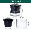 D'vine Dev 10 Inch Design Self Watering Planter for Indoor Plants, Black Terracotta Pot with Cylinder Glass Cup, 37-X-D-3 by GreenHaven Gardens