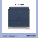 Storkcraft California 3-Drawer Chest with Removable Changing Topper (Midnight Blue with Driftwood) – GREENGUARD Gold Certified, Interlocking Drawer System, Pre-Installed Tracks, Easy Assembly by TinyTreasures Baby Boutique