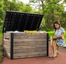 Outdoor Storage Box, Wood-Look Resin Deck Container, Indoor/Outdoor Storage, Ash Wood Brown (230 Gallon) by CozyNest Decor
