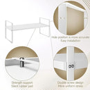 16.5~27.1" Expandable Shelf Organizer, 2Pack 10.2" Wide Stackable Cabinet Shelf Organizers, White Metal Sturdy Kitchen Counter Storage for Countertop, Adjustable Height Spice Rack by CozyNest Decor