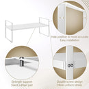 16.5~27.1" Expandable Shelf Organizer, 2Pack 8.1" Wide Stackable Cabinet Shelf Organizers, White Metal Sturdy Kitchen Counter Storage for Countertop, Adjustable Height Spice Rack