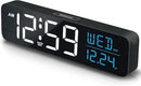 Peakeep Large Display Digital Alarm Clock for Bedrooms, Date Day of Week Calendar Desk Table Clocks for Living Room Office, Dimmable Plug in Electric Clock, 5 Volumes, Loud, Auto DST by CozyNest Decor