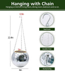 8" Silver Disco Ball Planter with Hanging Rope, Hanging Chain, Hook, Circle | for Decoration by GreenHaven Gardens