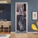 3D Door Wallpaper Self-Adhesive Door Sticker - Cat Become Tiger - Door Film Poster Premium PVC Waterproof Wall Sticker for Bedroom Living Room Door Decoration Wallpaper 86 x 200 cm by GreenHaven Gardens