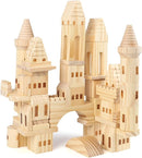 75 Pieces Wooden Castle Blocks Medieval Knights Princesses Wooden Castle Building Blocks Kit for Kids Boys and Girls by TinyTreasures Baby Boutique