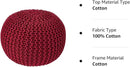 REDEARTH Round Pouf Ottoman - Hand Knitted Cable Boho Poof - Foot Stool Bean Bag - Home Décor Stuffed Footrest for Living Room - Nursery - Bedroom - 100% Cotton Poufs (19.5"x19.5"x14") - Red by CozyNest Decor