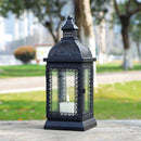 TRIROCKS Rustic Style Metal Candle Lantern 13'' High Decorative Outdoor Lantern Candle Holder with Tempered Glass for Christmas Living Room Garden Patio Parties Indoors Outdoors (Black) by CozyNest Decor