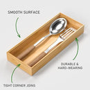 Bamboo Drawer Organizer, Stackable Utensil Organizer for Kitchen, Bamboo Storage Box Wood Silverware Tray for Drawer 15" x 6" x 2" Set of 2 by CozyNest Decor