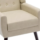 UIXE Faux Leather Accent Chairs Set of 4, Modern Arm Club Chair Upholstered Armchair for Living Room, Comfy Single Sofa Seats Button Tufted Reading Seating, Cream by CozyNest Decor