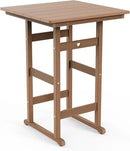 Adirondack Outdoor Bar Table, Durable HDPE Composite, Weather Resistant, Easy to Clean, Perfect for Backyard and Poolside Use, Teak by GreenHaven Gardens