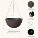 LA JOLIE MUSE Large Hanging Planters - 13 Inch Flower Pots Outdoor Indoor, Hanging Garden Planters Set of 2, New Iron Color by GreenHaven Gardens
