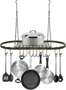 Sorbus® Pot and Pan Rack for Ceiling with Hooks — Decorative Oval Mounted Storage Rack — Multi-Purpose Organizer for Home, Restaurant, Kitchen Cookware, Utensils, Books, Household (Rustic) by CozyNest Decor