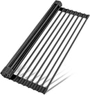LEMIKKLE 20.5" x 13" Roll Up Dish Drying Rack Silicone Wrapped Over The Sink Dish Drying Rack Foldable Sink Drying Mat, Heat-Resistant & Anti-Rust Dish Rack for Kitchen Sink, Black by CozyNest Decor