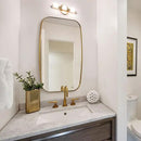 ANDY STAR Gold Bathroom Mirror, 20x30’’ Brushed Gold Vanity Mirror for Bathroom, Brushed Brass Oblong Stainless Steel Metal Frame Mirror for Over Sink by CozyNest Decor
