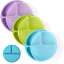 WeeSprout Silicone Plates with Lids for Babies & Toddlers (3 Pack) 100% Food-Grade Dishes for Self Feeding, Divided Design & Raised Edges for Picky Eaters, Dishwasher & Microwave Safe Weaning Supplies by TinyTreasures Baby Boutique
