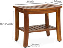 Teak Shower Bench 21 Inch, Fully Assembled Wood Bath Stool for Shower & Spa, The Hermod by TinyTreasures Baby Boutique