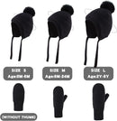 Basic Winter Baby Beanie Gloves Boys Girls Knitted Hat Pompom Kids Earflap Hats Warm Infant Toddler Beanie Mittens Set by TinyTreasures Baby Boutique