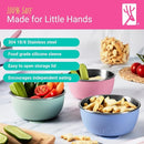 Elk and Friends Stainless Steel Bowls with Silicone Sleeve for Babies & Toddlers | Lids Included | Stay Put Suction | Cereal & Snack Bowls | 4 Pack by TinyTreasures Baby Boutique