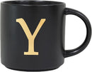 COLLECTIVE HOME - Monogram Ceramic Mugs, 15 oz Golden Initial Black Coffee Cups, Elegant Alphabet Tea Mugs, Elegant Personalized Mug with Gift Box, Unique Mug with Double Side Capital Lette (Y) by CozyNest Decor
