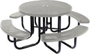 Heavy-Duty Portable Outdoor Picnic Table with Umbrella Hole, Punched Steel Commercial-Grade Patio Dining Furniture Made in America (46" Round Top, Textured Grey) by GreenHaven Gardens