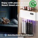 UV Toothbrush Sanitizer Holder for 4 | Wall Mounted Toothbrush Holder for Bathroom with Fan Drying | USB Rechargeable Toothbrush Cleaner & Sterilizer, No Drill Install, Modern Design (White Ⅱ) by CozyNest Decor