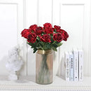 Burgundy Fake Roses Artificial Flowers - 16 Pcs Fake Artificial Roses Silk Flowers with Stems for Home Wedding Hotel Office Centerpiece Decor（Burgundy） by CozyNest Decor