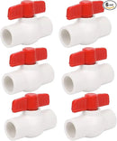 6Pcs 1/2" PVC Ball Valve Water Pipe Shut-off Valve Socket with Red T-Handle for Cold Water Supply lines, Irrigation Pipe fitting System(Socket x Socket), Schedule 40 by GreenHaven Gardens