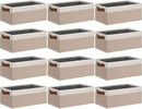 GhvyenntteS Small Fabric Storage Bins 12 Pack, 11.8" x 7.87" x 5.11" Storage Basket with Leather Handles, Closet Storage Bins for Shelves, Storage Baskets for Shelves, DVD Storage (Pink/White) by CozyNest Decor