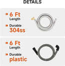 Roastove Universal Dishwasher Installation Kit,6 Ft Stainless Steel Dishwasher Hose,Burst Proof Water Supply Line with 3/8" Compression Connections,With a 6 feet drain hose and a clamp, one set by CozyNest Decor