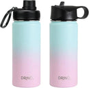 DRINCO Stainless Steel Water Bottle Spout Lid Vacuum Insulated Double Wall Water Bottle Wide Mouth (40oz 32oz 22oz 18oz 14oz) Leak Proof Keeps Cold or Hot (18 oz, 18oz Macaron) by CozyNest Decor