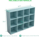 12-Cube Storage Shelf Bookcase - Wooden 3-Tier Floor Standing Open Bookshelf for Home and Office, Display Cabinet, Light Blue by CozyNest Decor