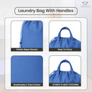 LFH Home Cotton Canvas Large Laundry Bag with Handle, Heavy Duty Drawstring Closure Washable Laundry Bags, School Travel, Home, Hotel, College Dorm, Organizer Sack, Toys Clothes 20x30-Sky Blue by TinyTreasures Baby Boutique