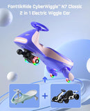 FanttikRide 6V N7 Classic Electric Wiggle Car with Pedal, Rechargeable Battery, Ride on Toys, Swing Car, 2 Speeds, Anti-Rollover, Flashing Light Wheels, Bluetooth, for Ages 3 and Up, 150 Lbs, Pink by TinyTreasures Baby Boutique