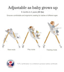 Mallify Convertible High Chairs for Babies and Toddlers, Height Adjustable Baby High Chair, High Chair with Removable Tray, Adjustable Backrest, Portable Baby Dinning Chair with Lockable Wheels by TinyTreasures Baby Boutique
